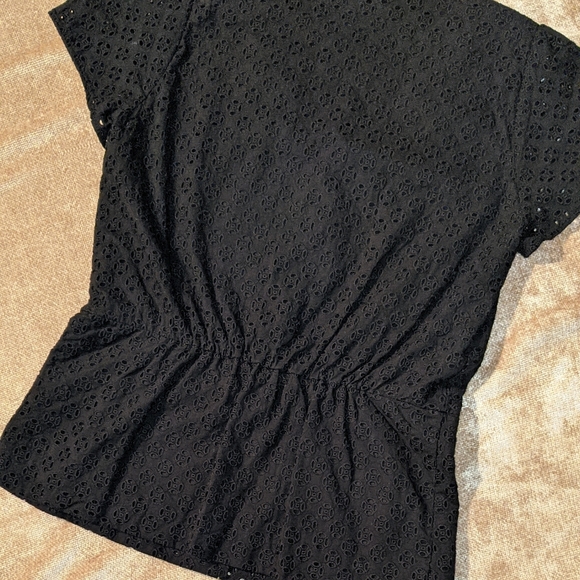 J.Crew Factory Black Eyelets Peplum Top - Picture 9 of 9
